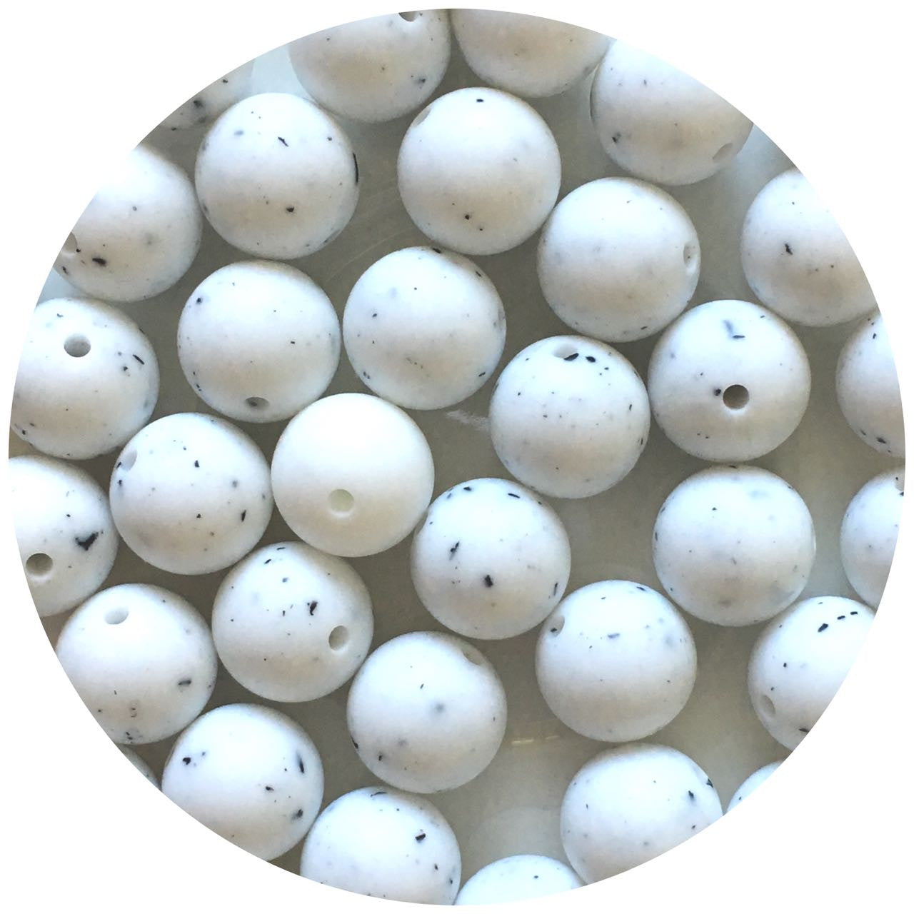 White Speckled - 15mm round - 10 Beads