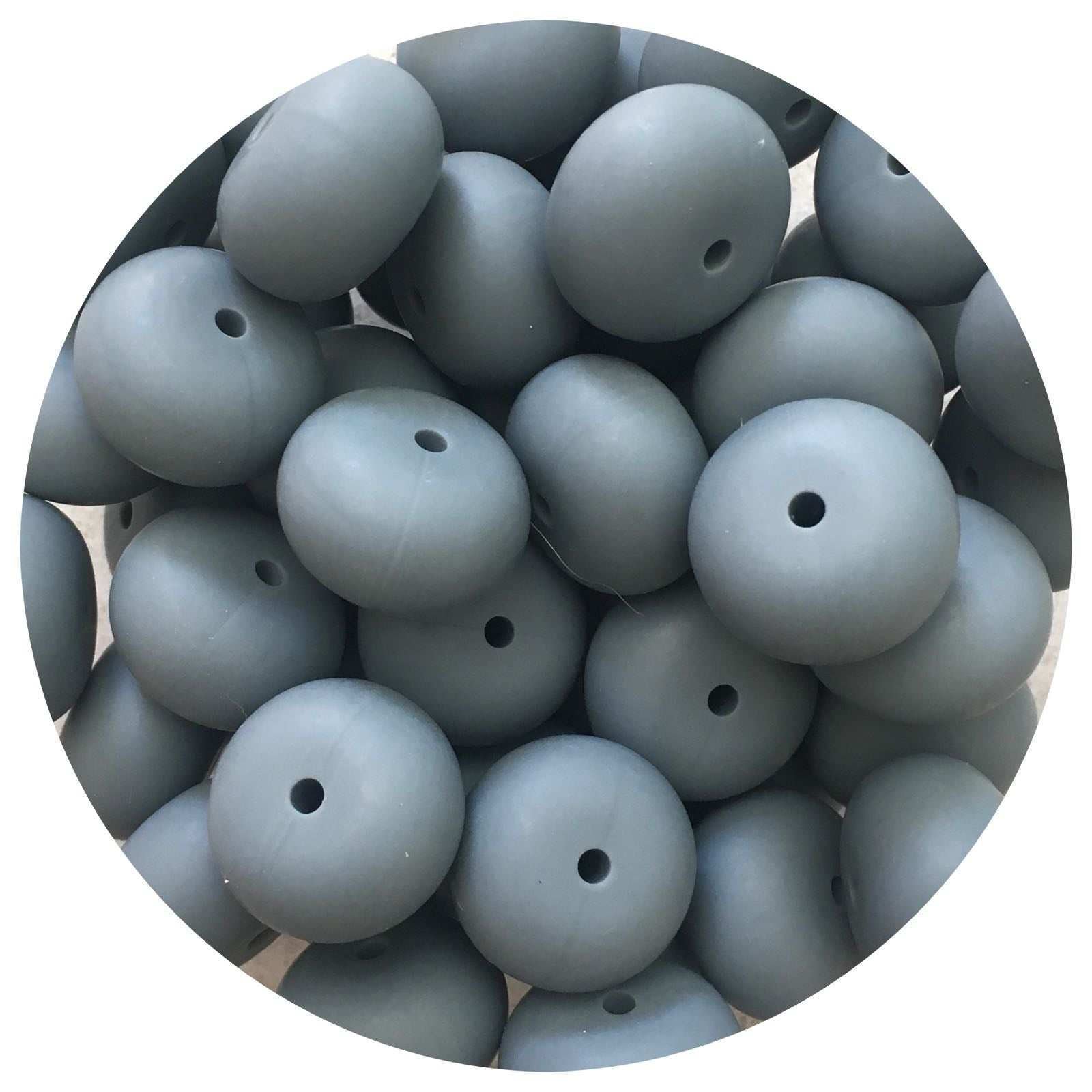 Dark Grey - 22mm Abacus Silicone Beads - 5 Beads