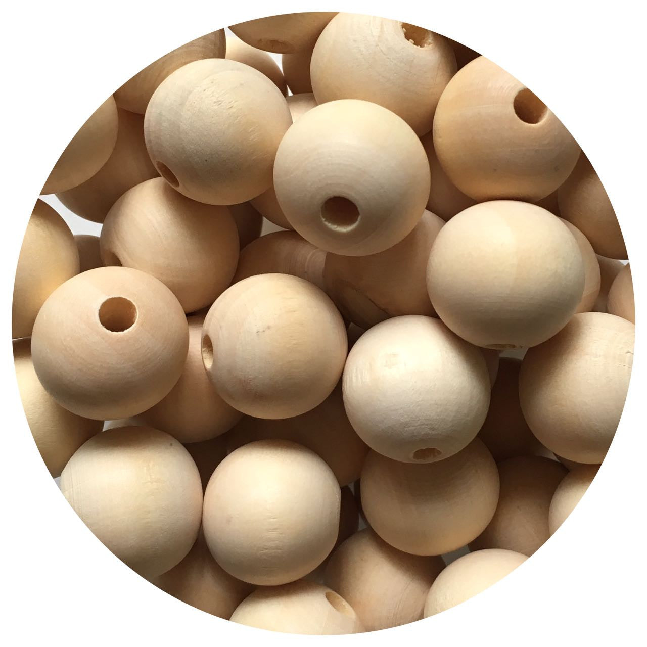 Natural Wood Beads - 20mm Round - 20 beads