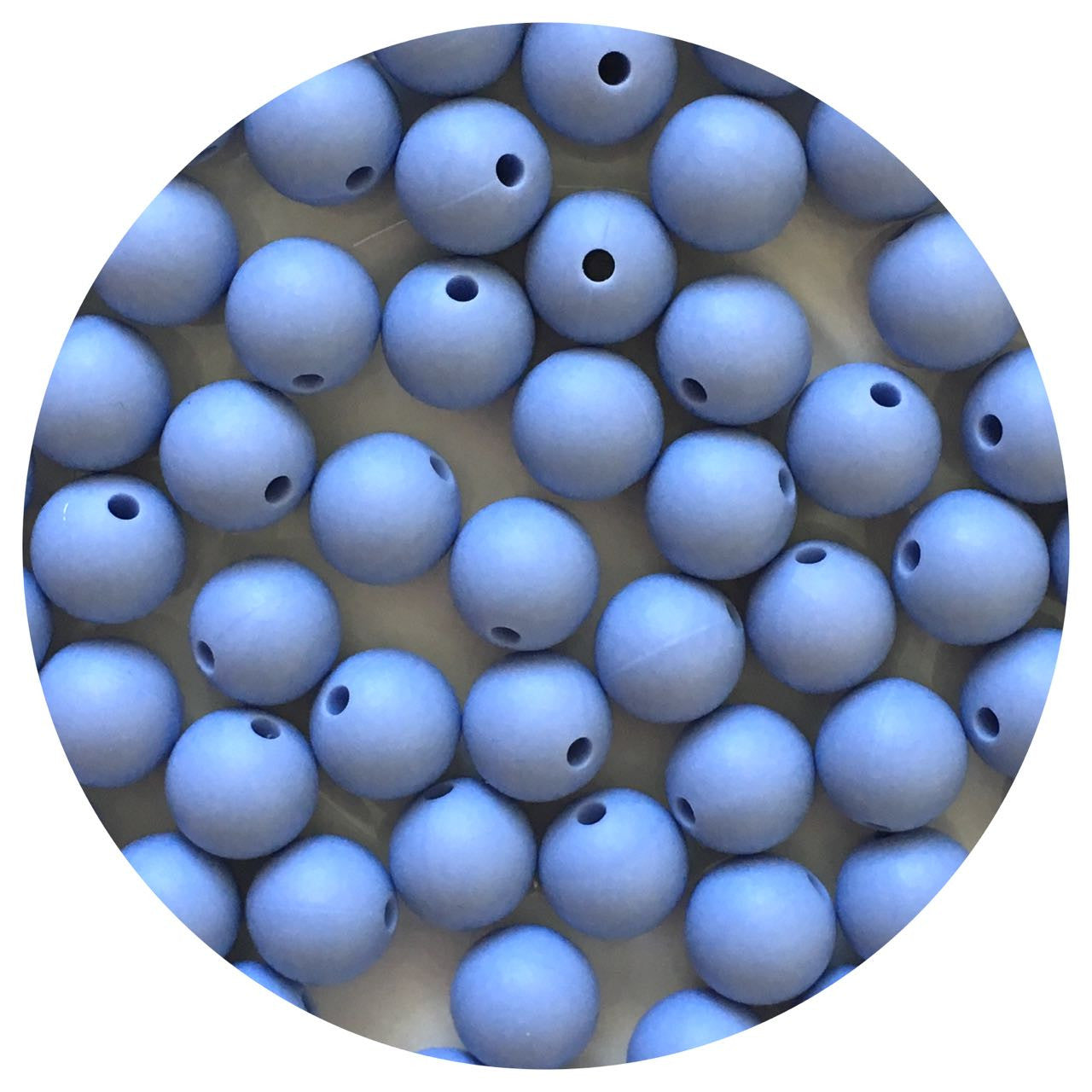 Powder Blue - 12mm Round Silicone Beads - 10 beads