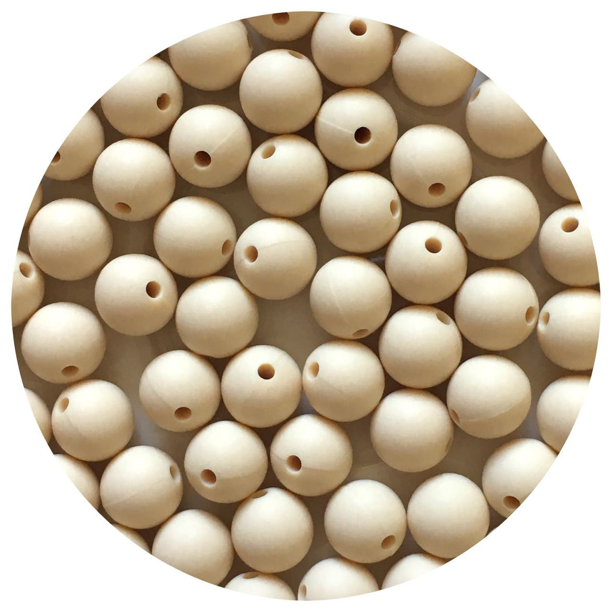Cream Beige - 12mm Round Silicone Beads - 10 beads