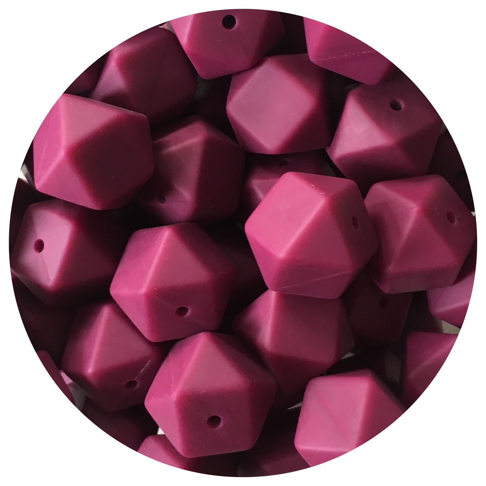 Plum - 17mm Hexagon - 10 Beads
