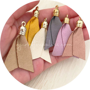 50mm Suede Ribbon Tassels - Dusky Mauve - 2 pcs