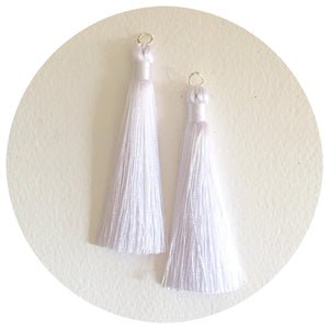 80mm Silk Tassels - Snow White - 2pack - 6301