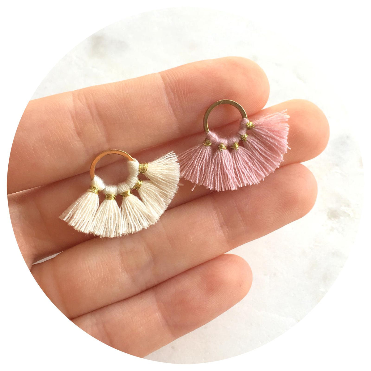 Mini Fan Cotton Tassel - Neon Orange - 2 pcs - L12107