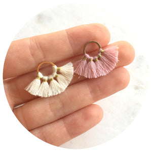 Mini Fan Cotton Tassel - Neon Orange - 2 pcs - L12107