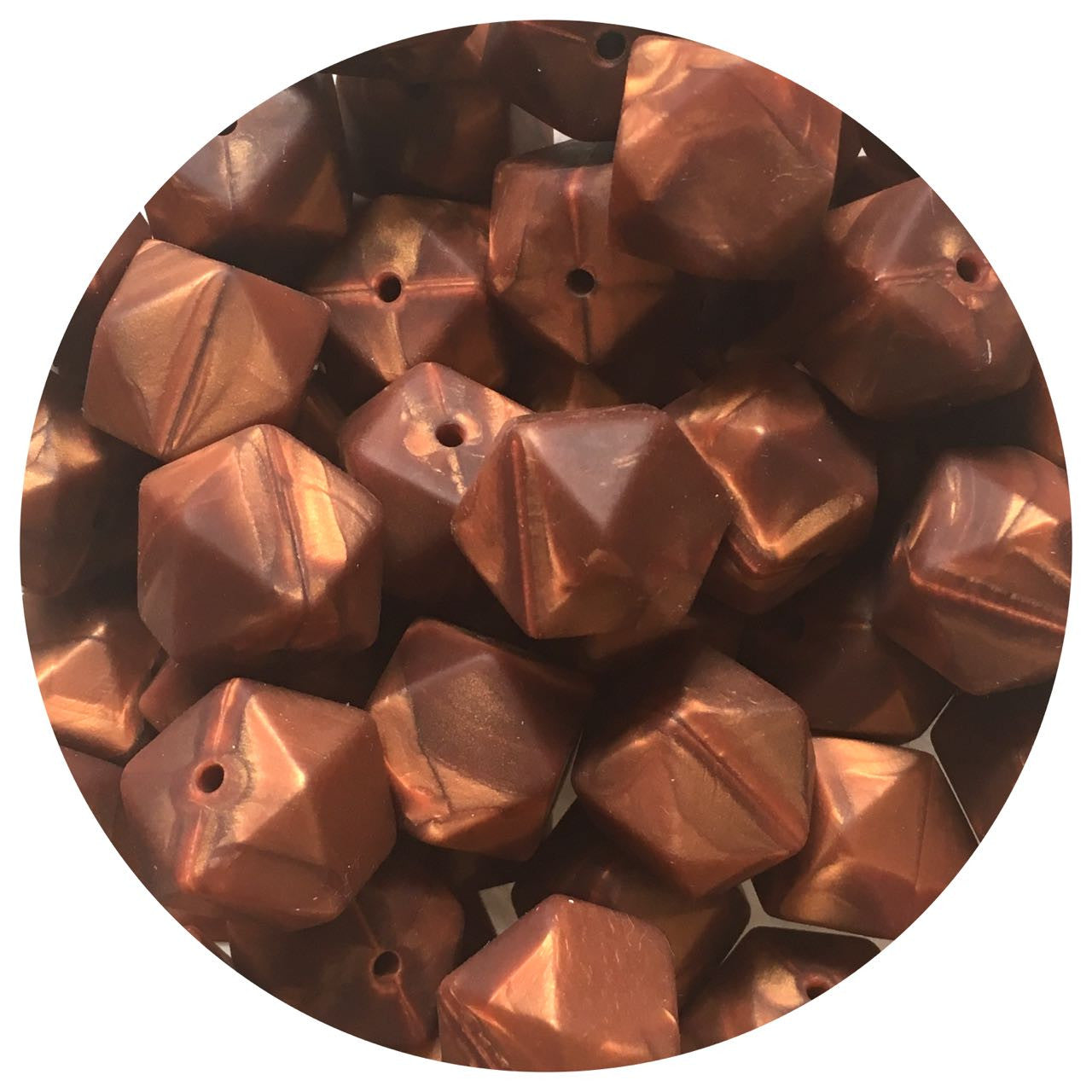 Rose Copper - 17mm Hexagon - 10 Beads