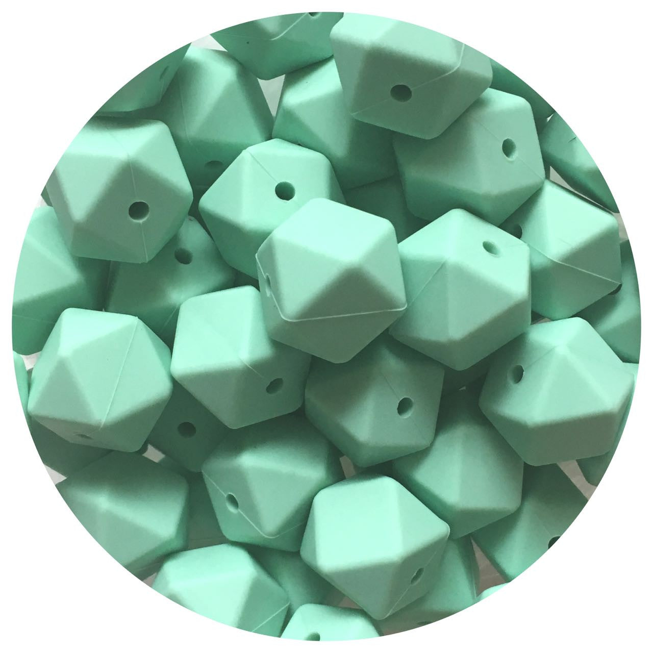 Mint Green - 17mm Hexagon - 10 Beads