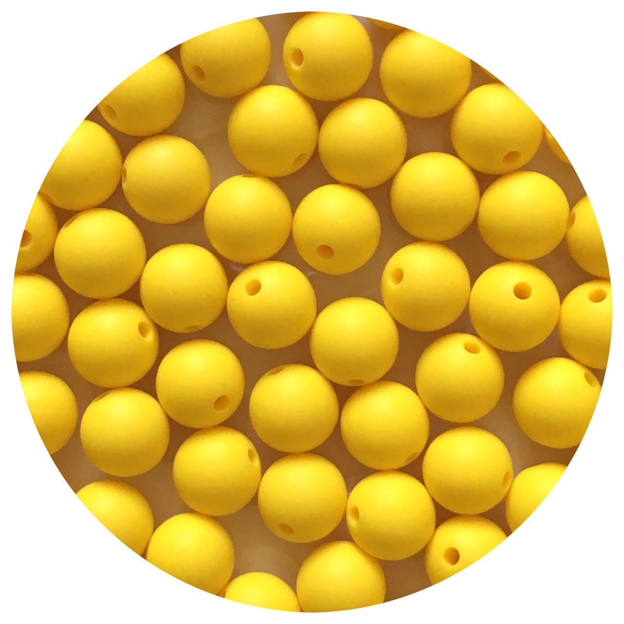 Lemon Yellow - 12mm Round Silicone Beads - 10 beads