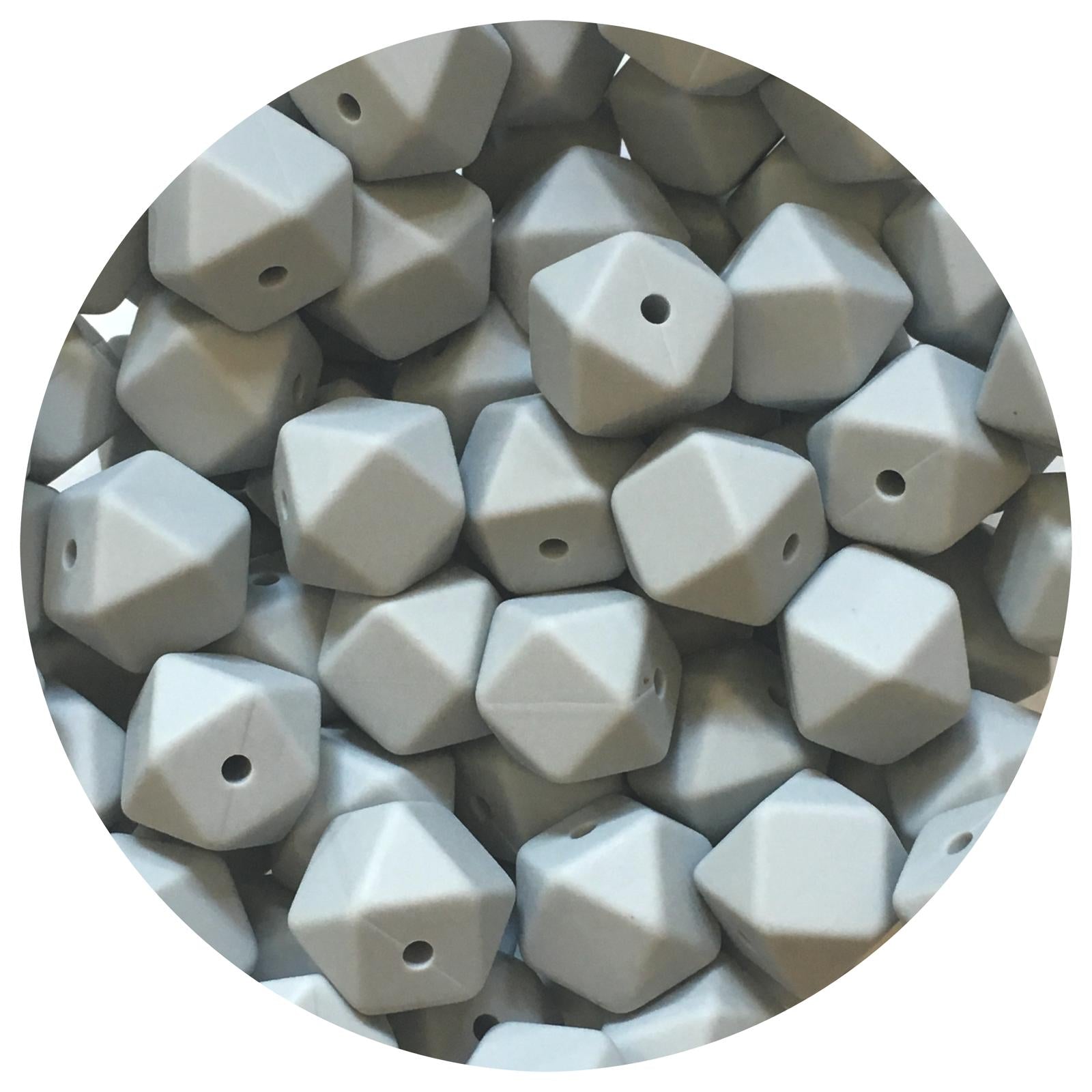 Light Grey - 14mm Mini Hexagon - 5 beads