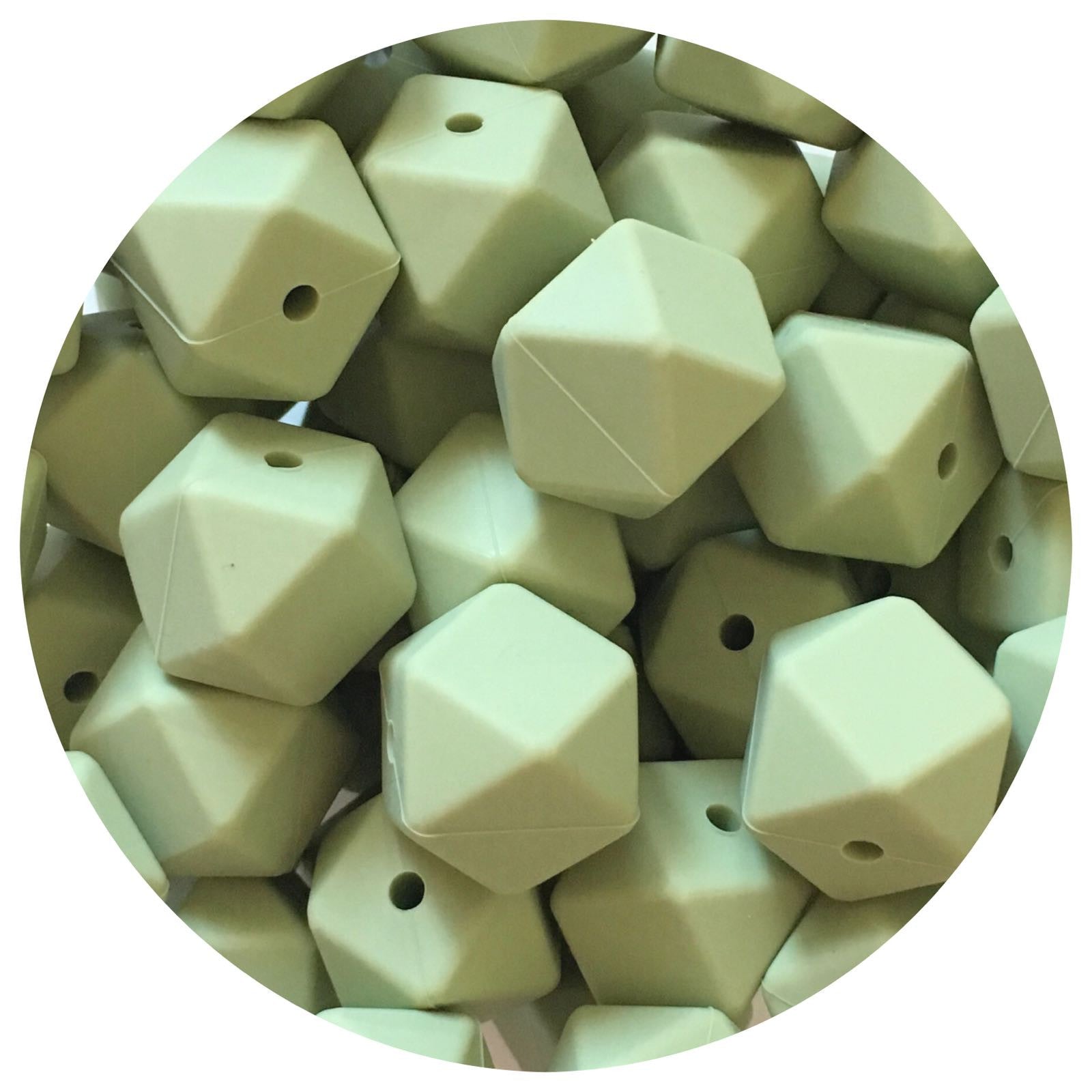 Sage Green - 17mm Hexagon - 10 Beads