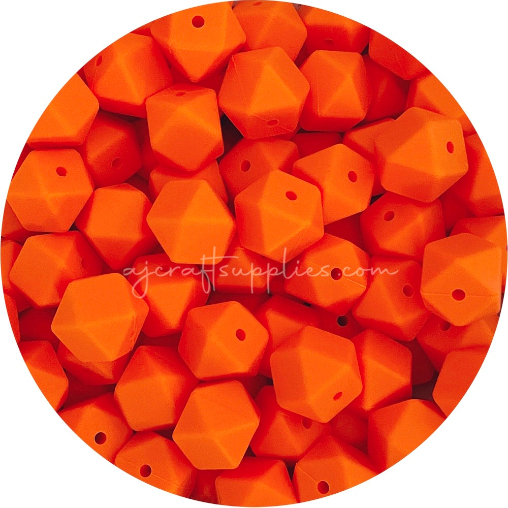 Tangerine Orange - 17mm Hexagon - 10 Beads