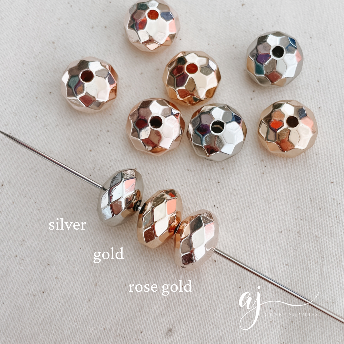 19mm Faceted Abacus Acrylic Beads - CHOOSE YOUR COLOUR - 5 Beads