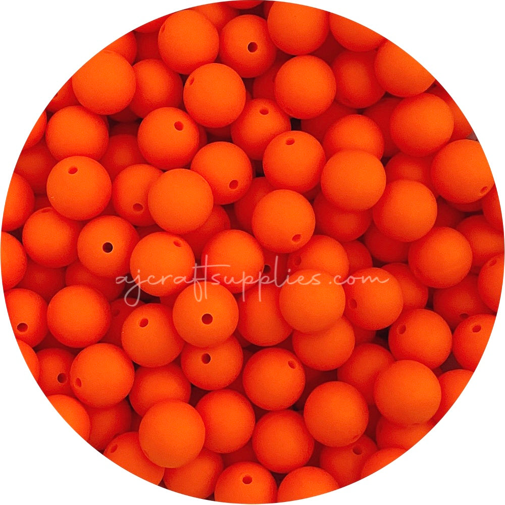 Tangerine Orange - 15mm round - 10 Beads