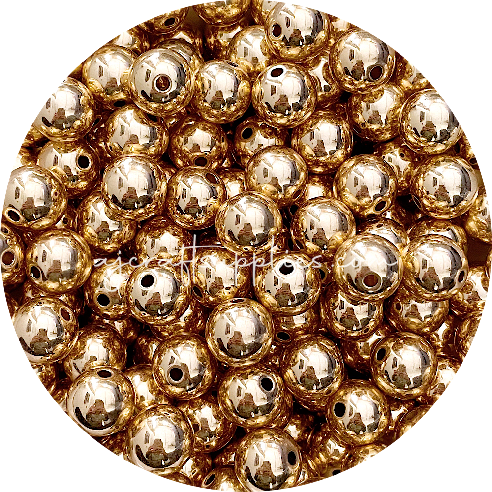 16mm Gold Round Acrylic Beads - 10 Beads