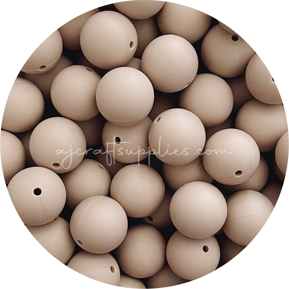 Taupe - 19mm round - 5 Beads
