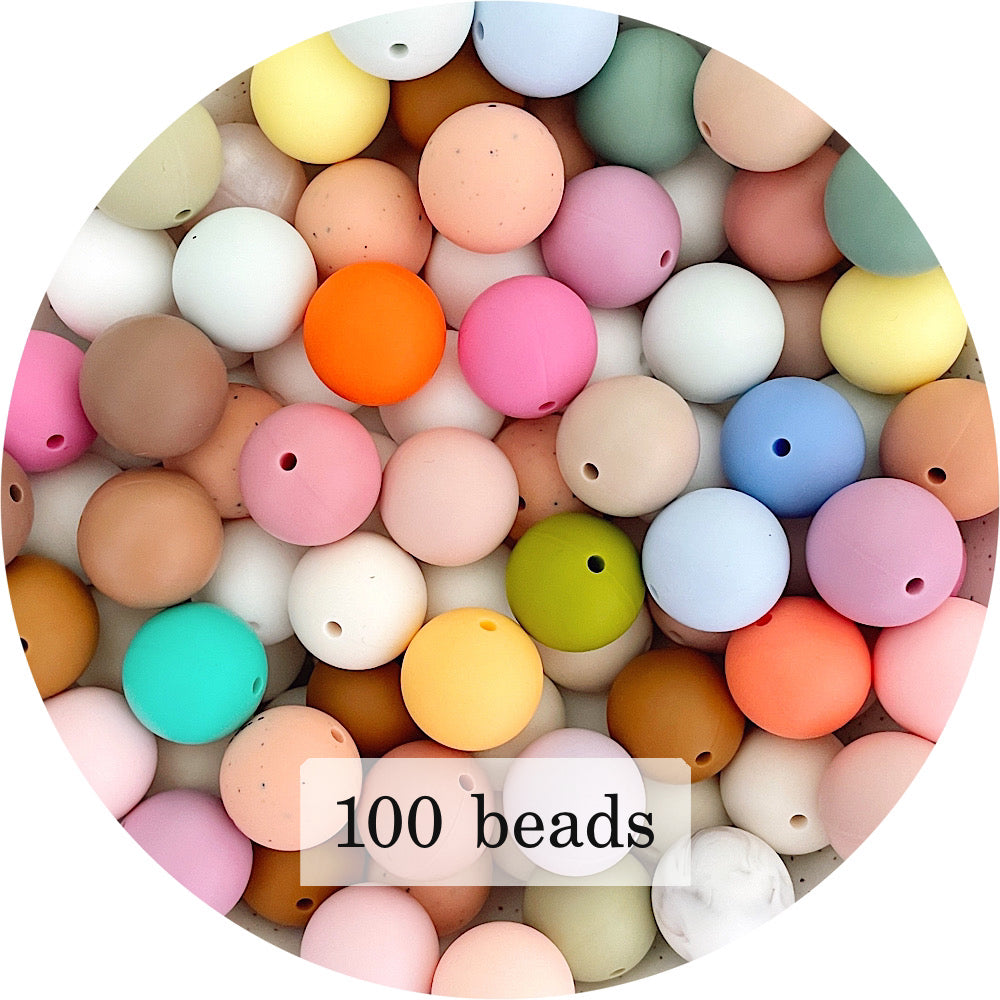 BULK Grab Bag - 19mm round Silicone Beads - 100 beads
