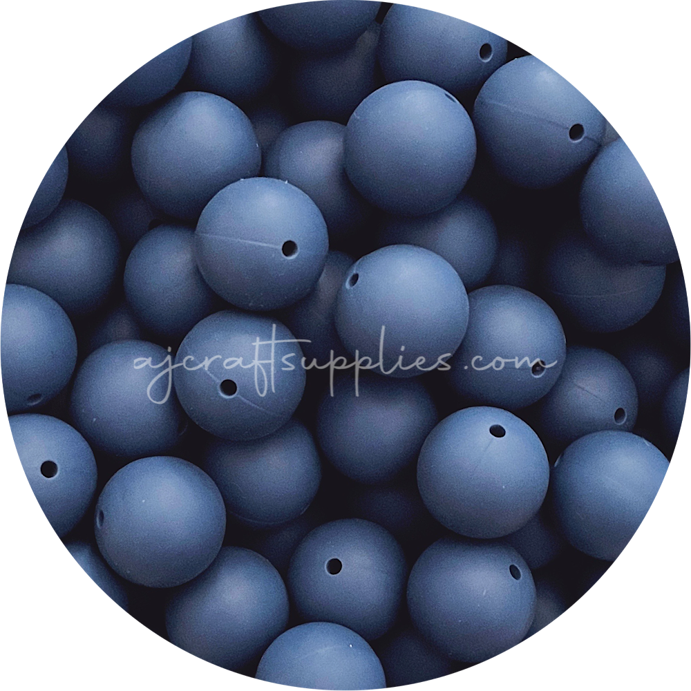 Denim Blue - 19mm round - 5 Beads