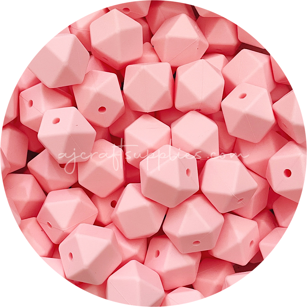 Candy Pink - 17mm Hexagon - 10 Beads