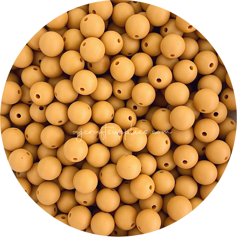 Butterscotch - 12mm Round Silicone Beads - 10 beads
