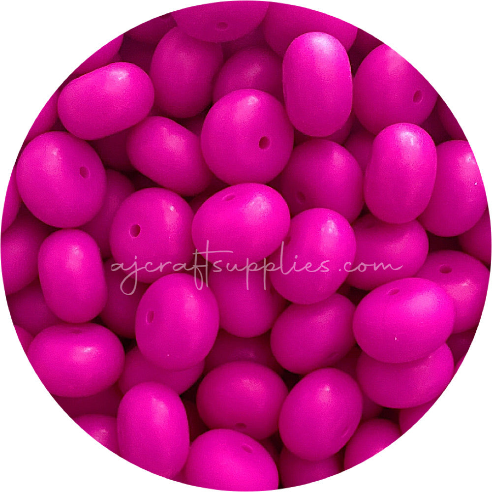 Hot Pink - 22mm Abacus Silicone Beads - 5 Beads