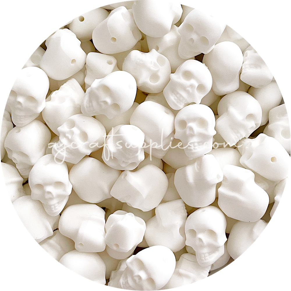 Snow White - Skull Silicone Beads - 2 beads