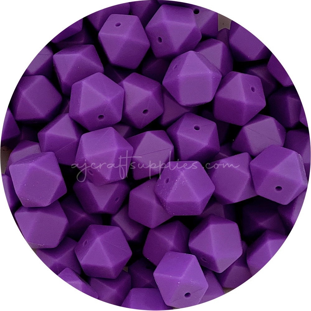 Royal Purple - 17mm Hexagon - 10 Beads