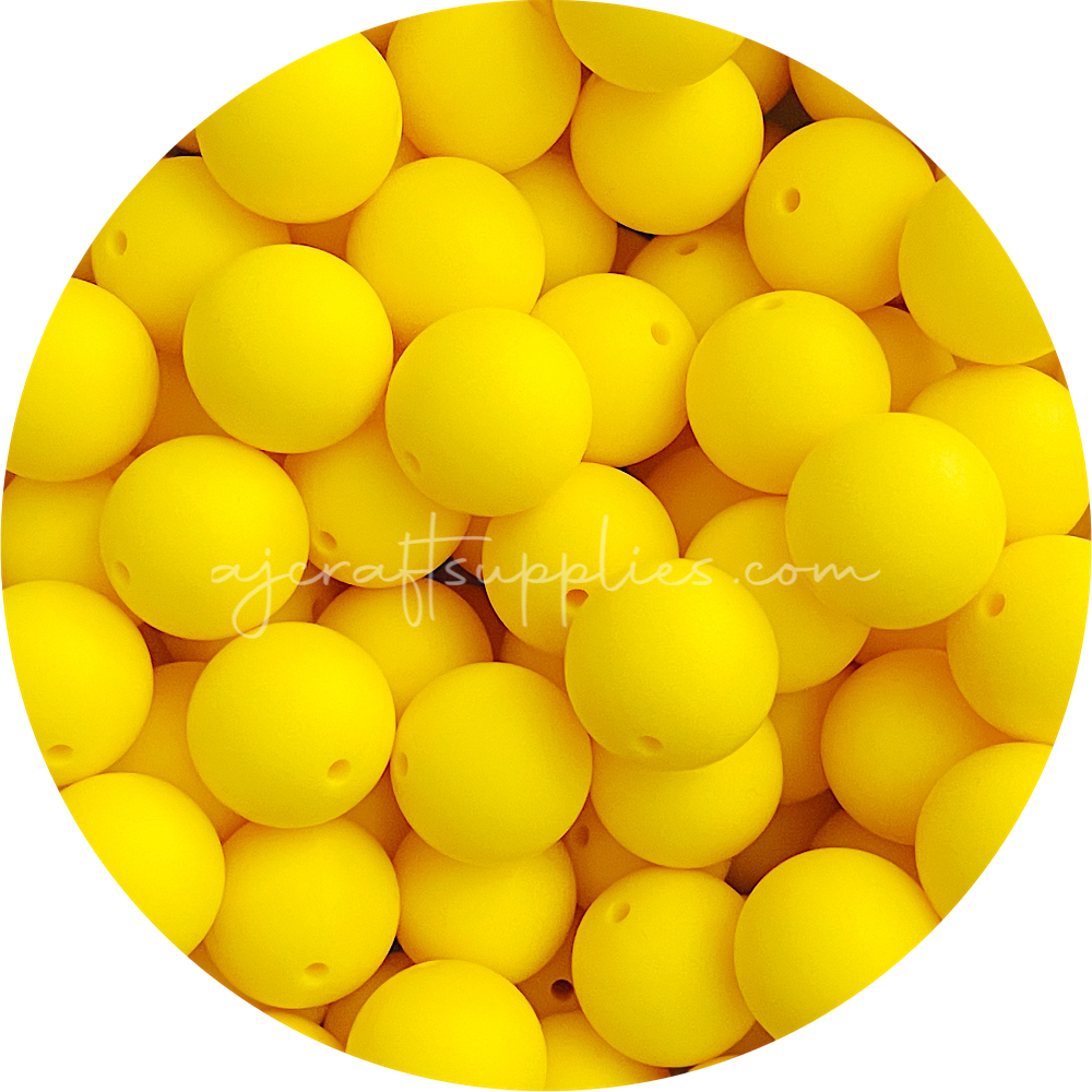 Lemon Yellow - 19mm round - 5 Beads