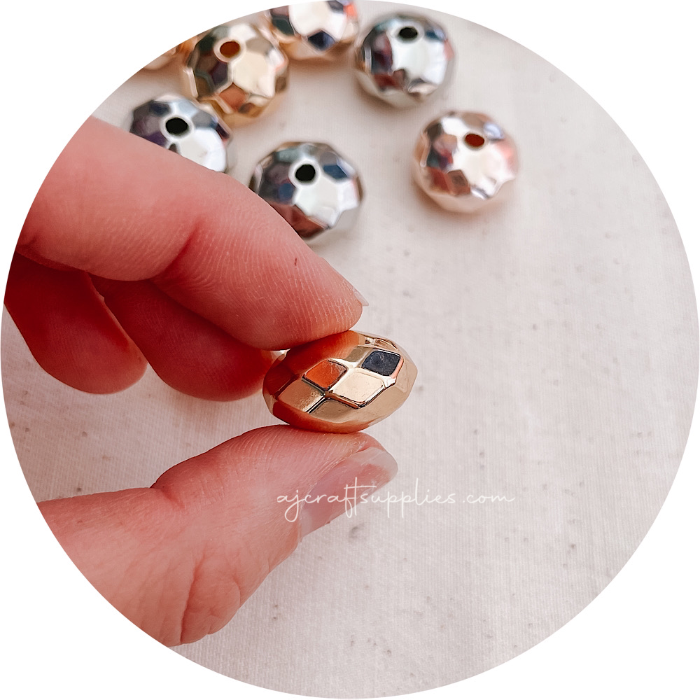 19mm Faceted Abacus Acrylic Beads - CHOOSE YOUR COLOUR - 5 Beads