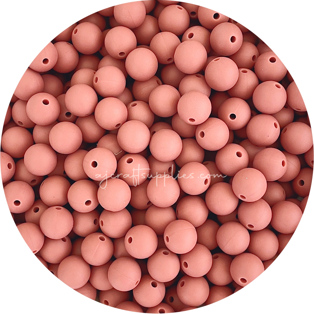 Dusty Rose - 12mm Round Silicone Beads - 10 beads
