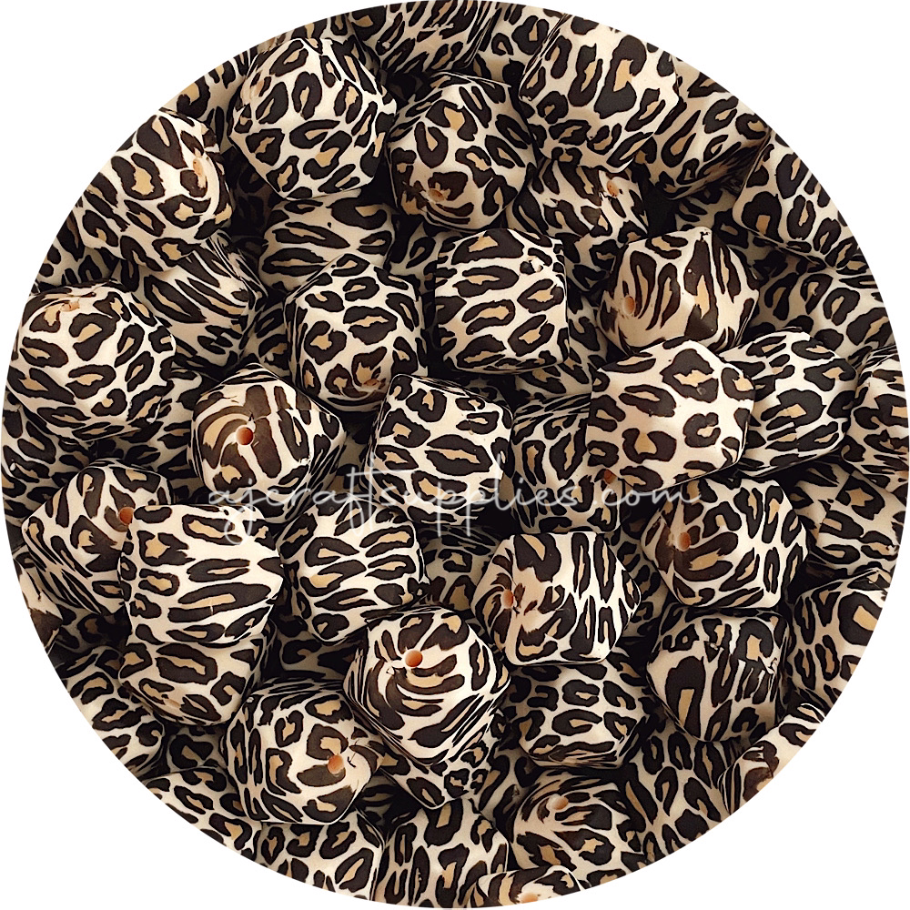 Leopard - 17mm hexagon - 10 Beads
