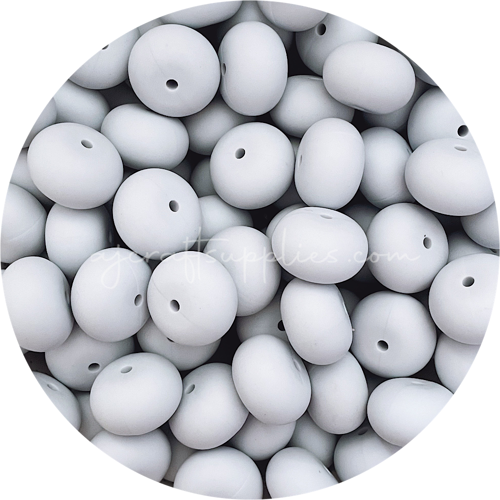 Silver Blue Mist - 22mm Abacus Silicone Beads - 5 Beads