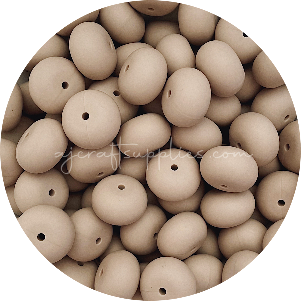 Taupe - 22mm Abacus Silicone Beads - 5 Beads