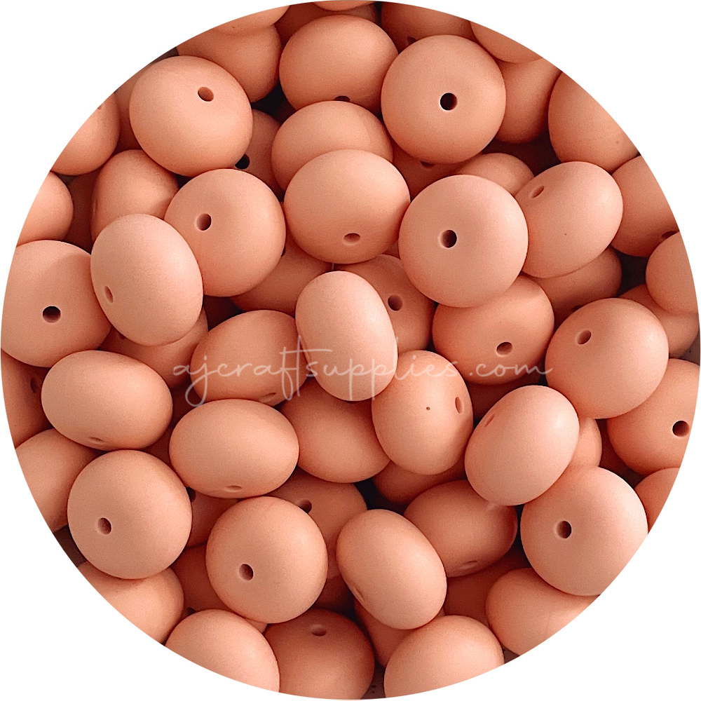 Peach - 22mm Abacus Silicone Beads - 5 Beads