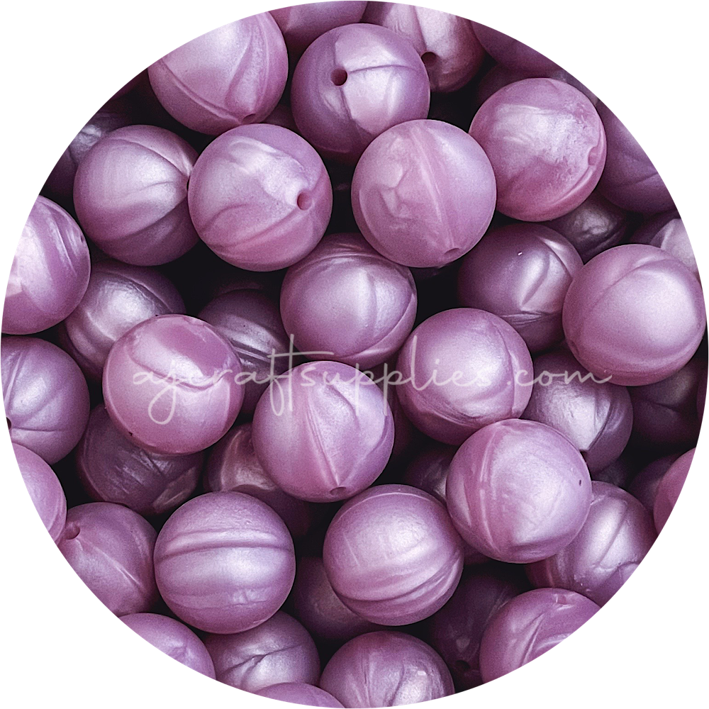 Pearl Violet - 19mm round - 5 Beads
