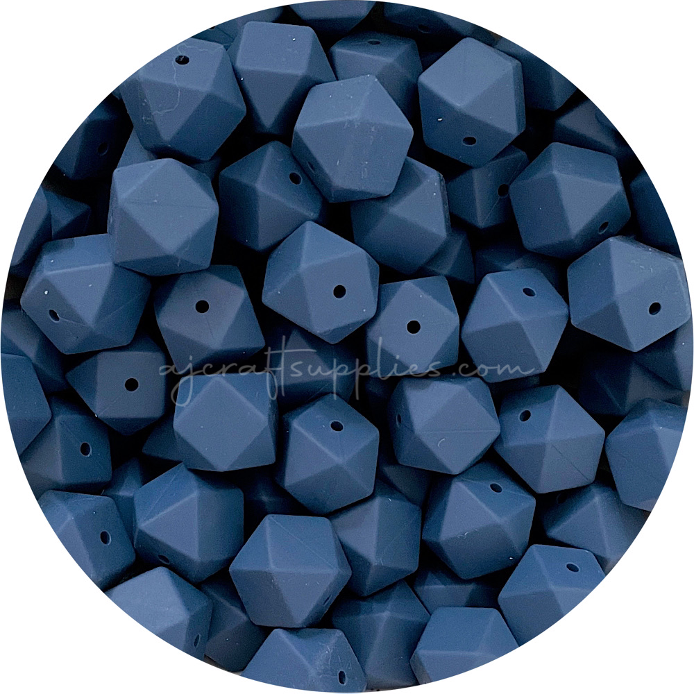 Denim Blue - 17mm Hexagon - 10 Beads