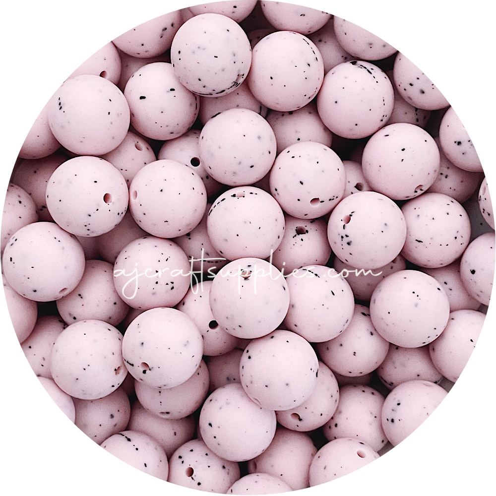 *CLEARANCE* Pink Speckled - 19mm round - 20 Beads