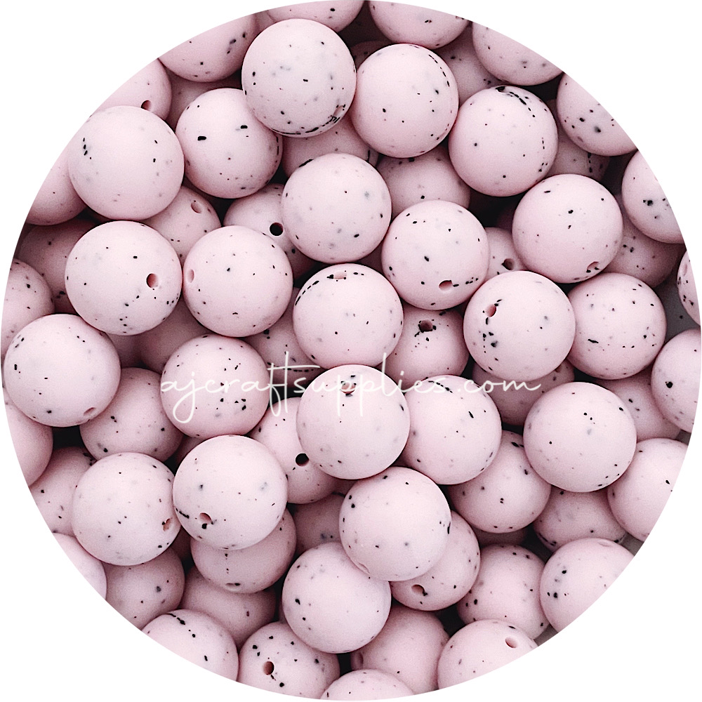 Pink Speckled - 19mm round - 5 Beads