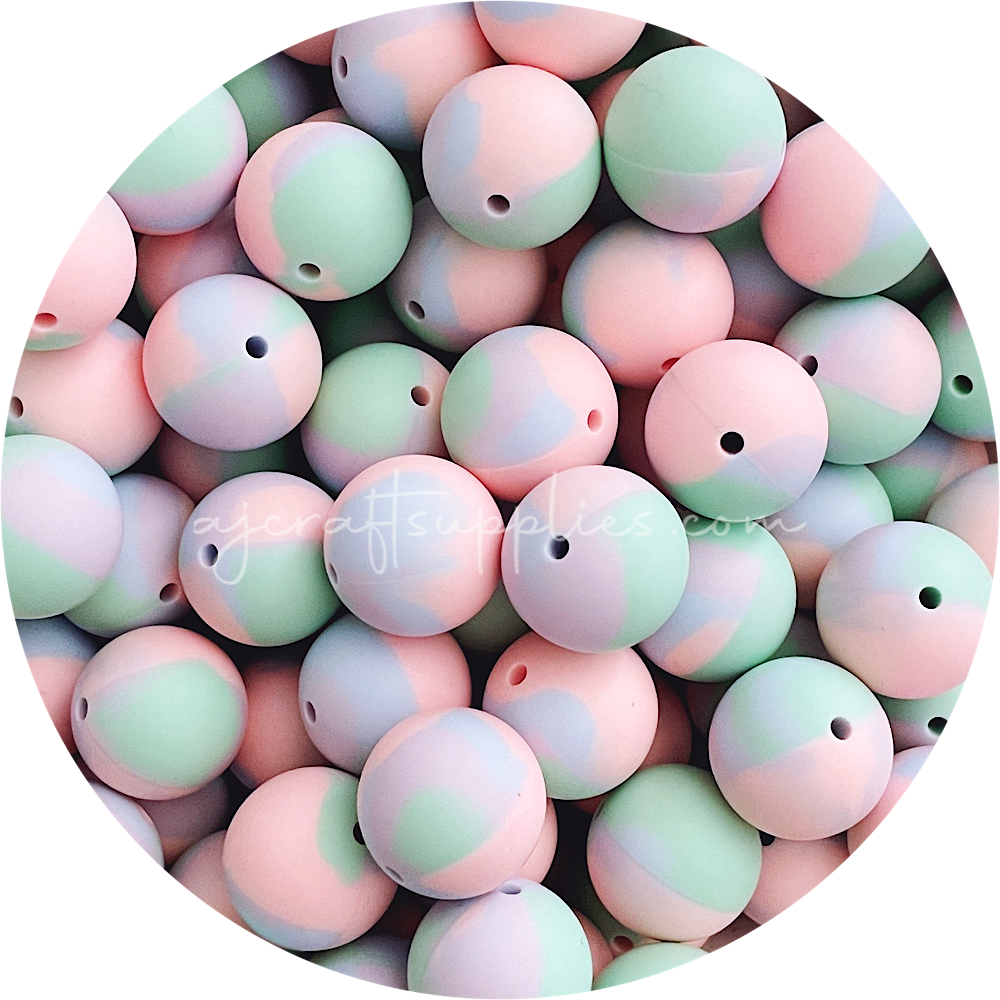 Pastel Tie Dye - 19mm round - 5 Beads