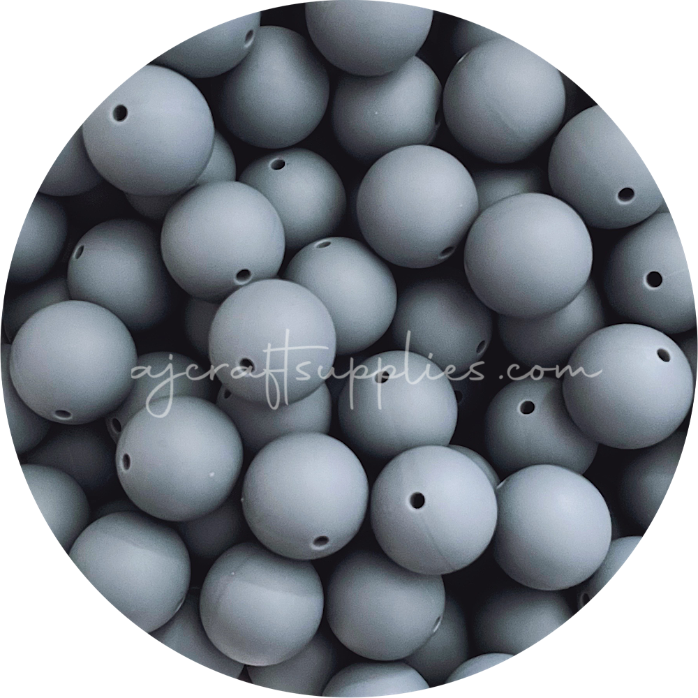 Dark Grey - 19mm round - 5 Beads