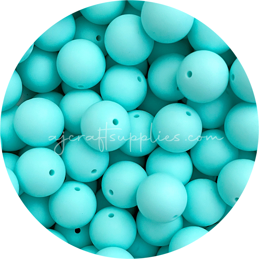 Aqua - 19mm round - 5 Beads