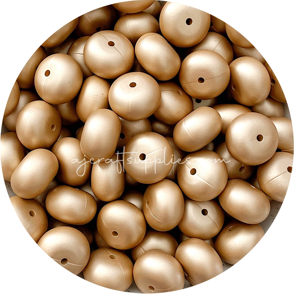 Brushed Gold - 22mm abacus Silicone Beads - 5 Beads