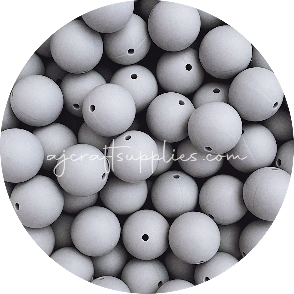 Light Grey - 19mm round - 5 Beads