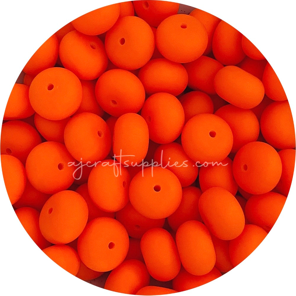 Tangerine Orange - 22mm Abacus Silicone Beads - 5 Beads