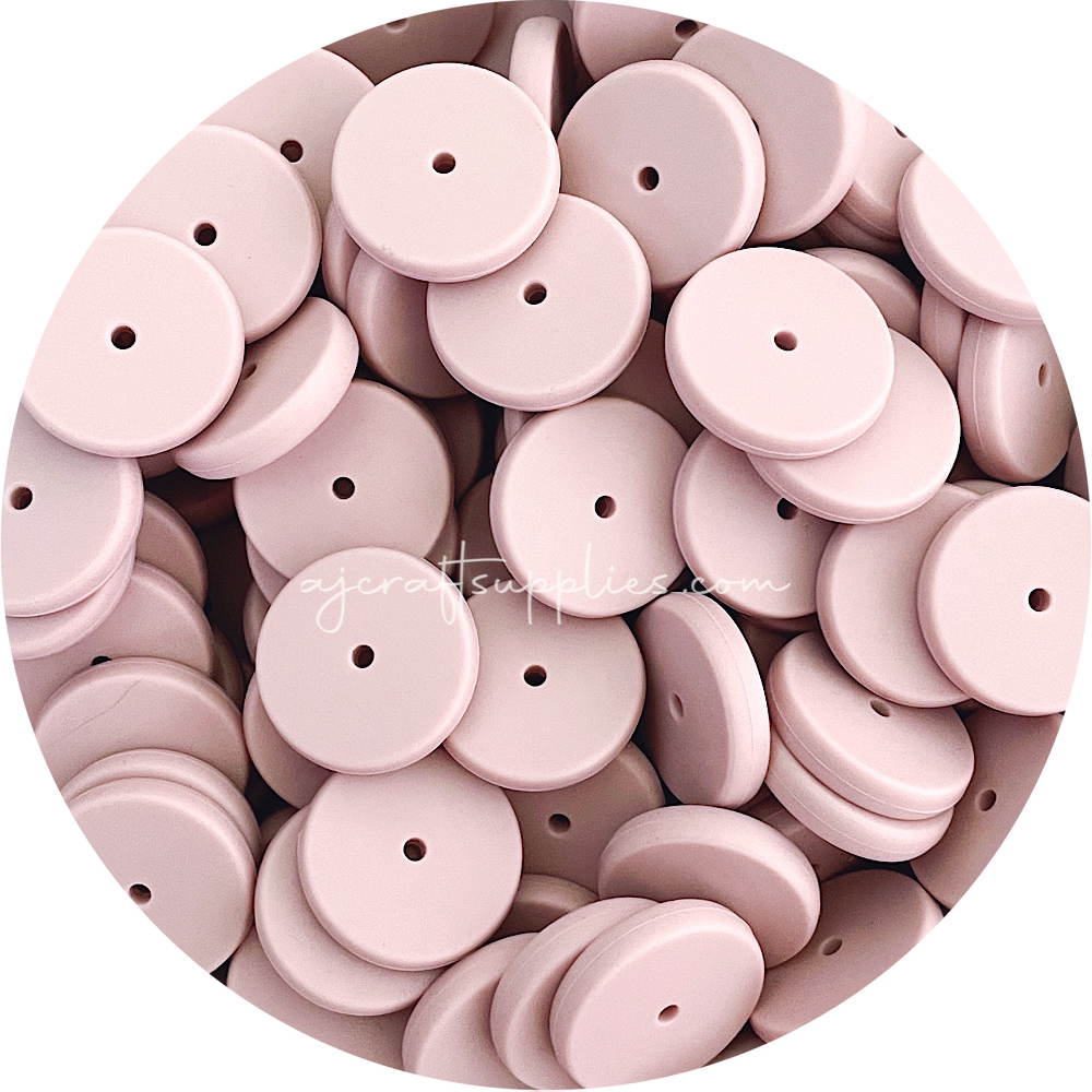 Nude - 25mm Flat Coin Silicone Beads - 5 beads