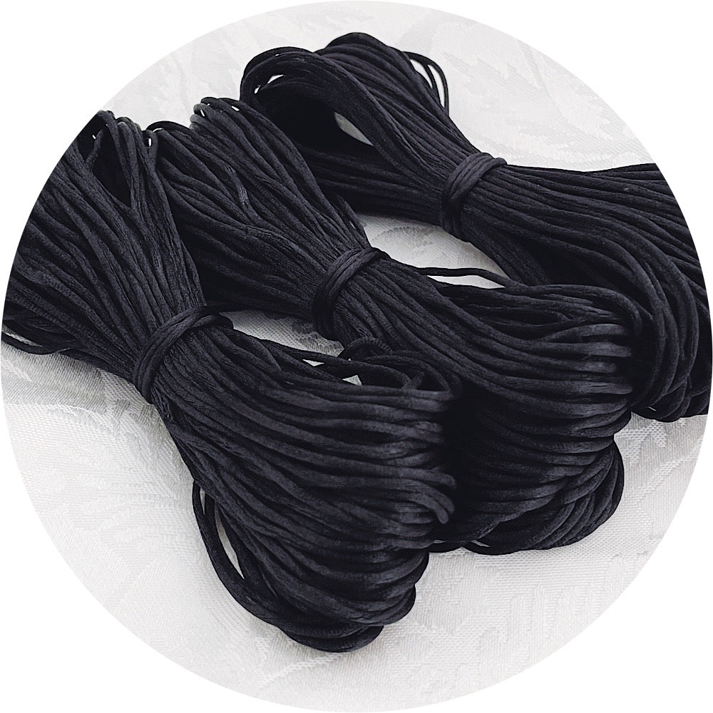 Black - 1mm Satin Nylon Cord - Wholesale Craft Supplies Australia