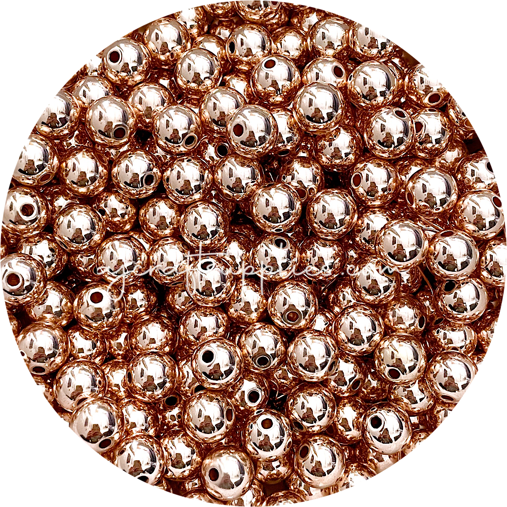 12mm Rose Gold Round Acrylic Beads - 10 Beads