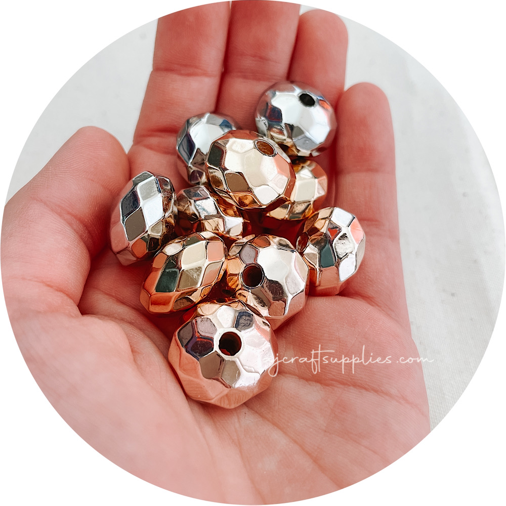 22mm Faceted Abacus Acrylic Beads - CHOOSE YOUR COLOUR - 5 Beads