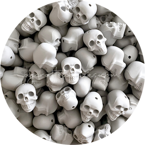 Light Grey - Skull Silicone Beads - 2 beads