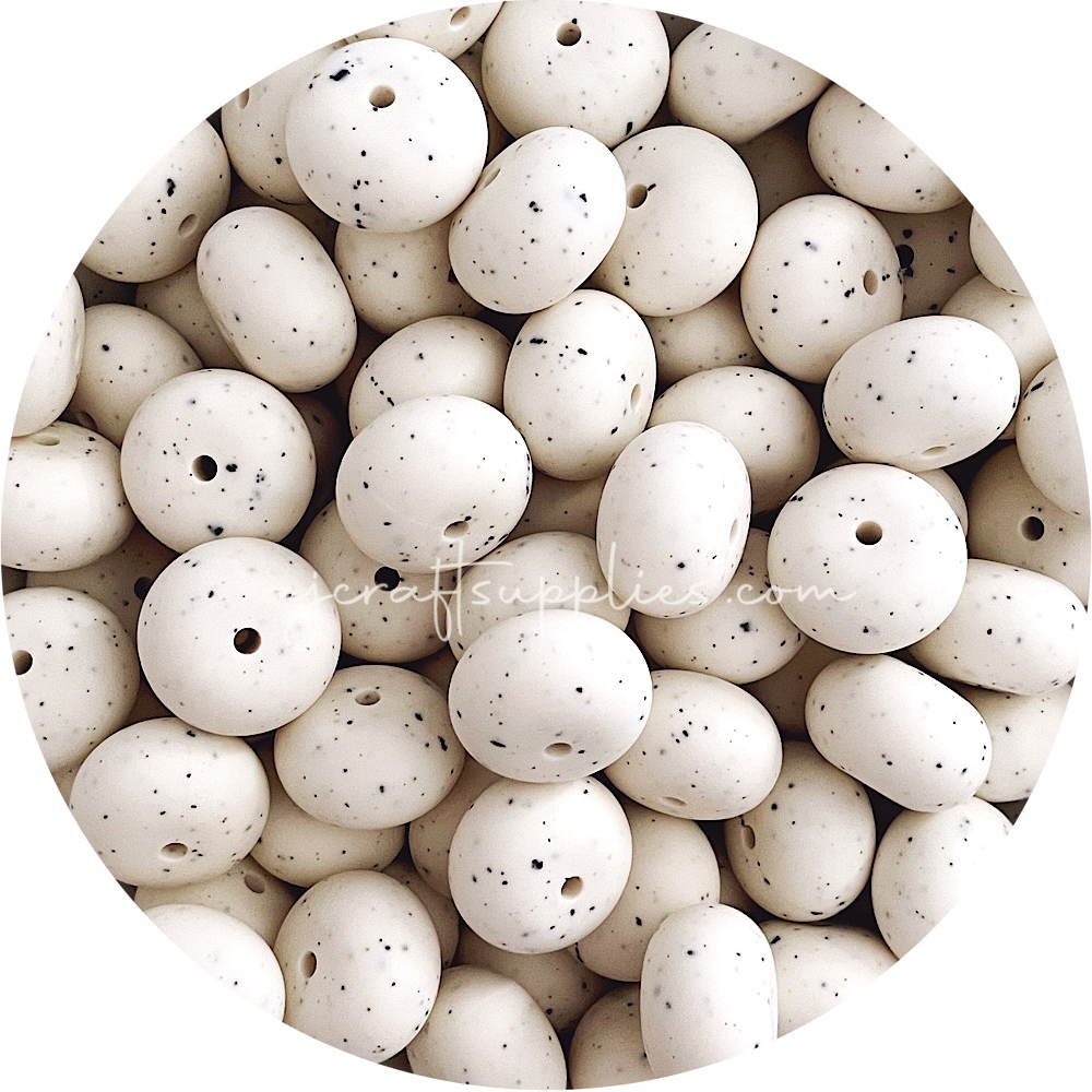 Linen Speckled - 22mm Abacus Silicone Beads - 5 Beads